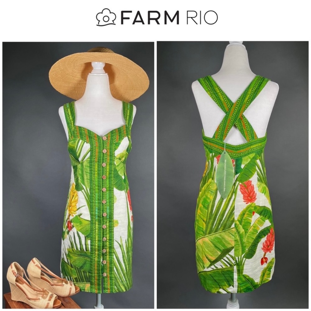 FARM Rio Tropical Linen Dress in S (Brand New with Tags)